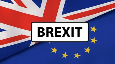 Brexit. EU and UK flags, news background. 3d illustration Illustrazione stock