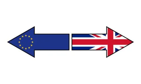 Brexit. Flags on the arrows. Stock Illustration