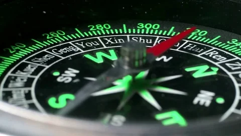 BREXIT. Great Britain map close-up. The compass has gone mad. Magnetic Stock Footage 80992122