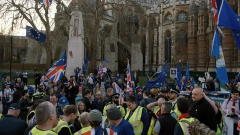 BREXIT - Leave Supporters in Westminster, London Stock Footage