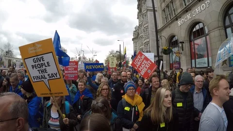 Brexit protest march crowd 08 (23rd March 2019) Video stock 105104862