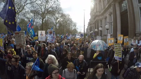 Brexit protest march crowd 09 (23rd March 2019) Stock Footage 105104895