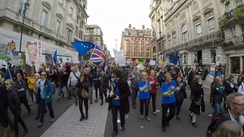 Brexit protest march crowd 11 (23rd March 2019) Video stock 105105310