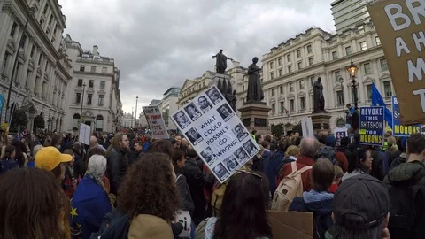 Brexit protest march crowd 12 (23rd March 2019) Video stock 105105738