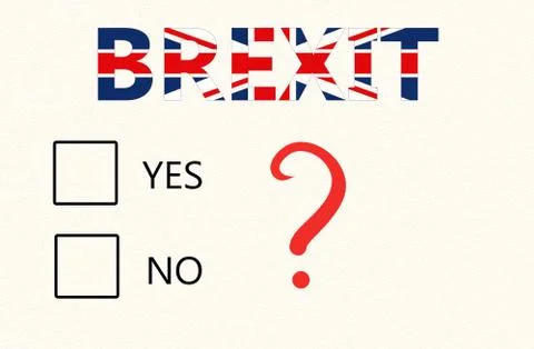 Brexit Referendum Concept - a paper with checkboxes for voting yes or no and  Stock Illustration