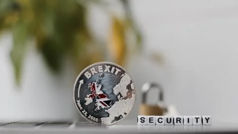 Brexit security silver coin Stock Photos