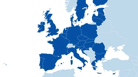 Brexit - simple map showing the UK changing status after leaving the EU in 2016. Stock Footage 64919811