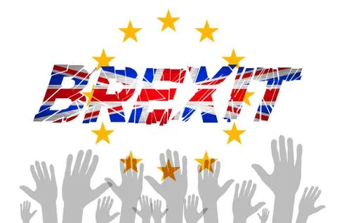 Brexit Text Isolated art vector hand. flag of the European Community of the.. Stock Illustration