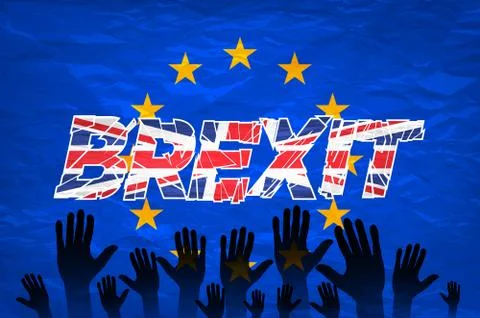 Brexit Text Isolated art vector colorfull hand Stock Illustration