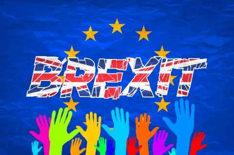 Brexit Text Isolated art vector colorfull hand Stock Illustration