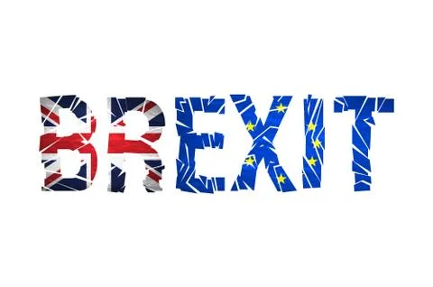 Brexit Text Isolated. Brexit cracks Text Isolated. United Kingdom exit from.. Stock Illustration