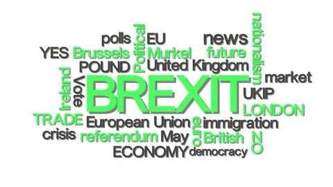 Brexit word cloud typography green Stock Footage 87488948