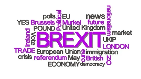 Brexit word cloud typography purple Video stock 87488985