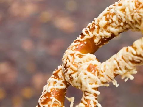 Brezel with cheese Stock Photos