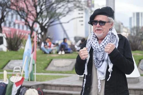 Brian Carlson during a protest in support of Palestine, Buenos Aires, Argenti Stock Photos