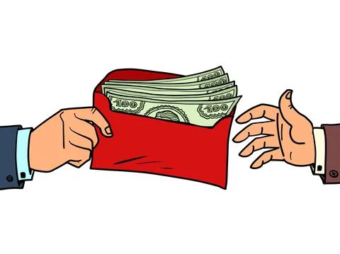 A bribe or a bonus dollars in an envelope Stock Illustration