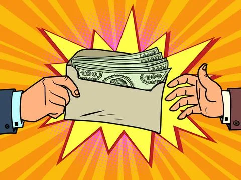 A bribe or a bonus dollars in an envelope Stock Illustration