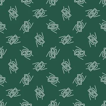 Bribe vector Dollar Bankkote in Hands linear seamless pattern Illustrazione stock