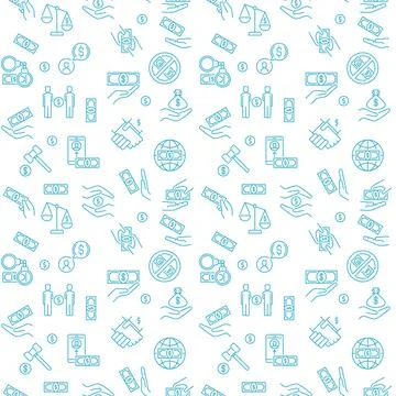 Bribery and Corruption vector seamless background - Bribery line pattern Stock Illustration