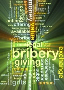 Bribery background concept glowing Stock Illustration