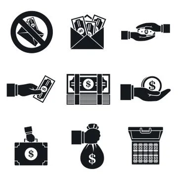 Bribery corrupt icon set, simple style Stock Illustration