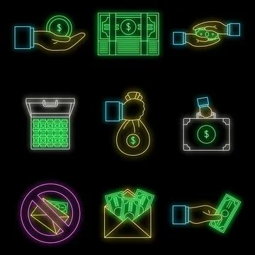 Bribery corrupt practices icon set vector neon Stock Illustration