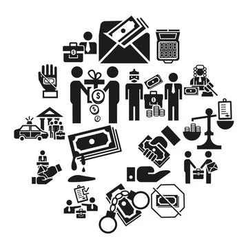 Bribery icon set, simple style Stock Illustration
