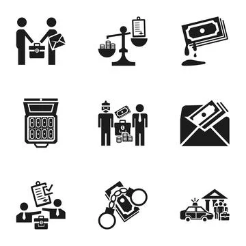 Bribery icon set, simple style Stock Illustration
