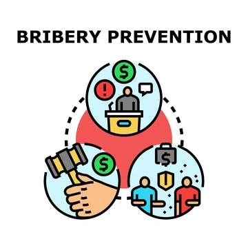 Bribery prevention concept preventing corruption and financial crime Stock Illustration