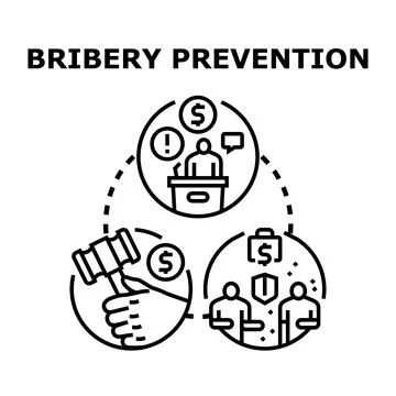 Bribery prevention concept preventing corruption and financial crime Stock Illustration