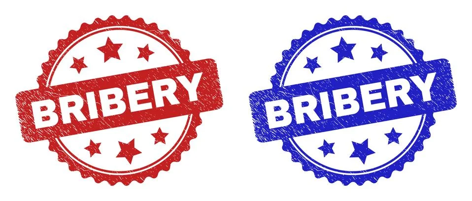 BRIBERY Rosette Watermarks Using Corroded Texture Stock Illustration
