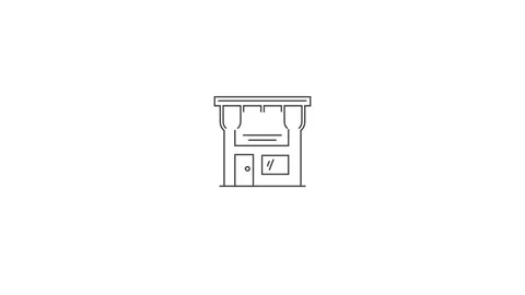 Brick and Mortar Storefront Building Line Icon Animation Stock Footage 347848890