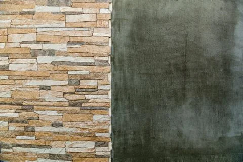 Brick and plaster. Brick and plaster wall as abstract background Stock Photos