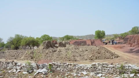 Brick and Soil Loading Zone in Piplantri Village, Rajasthan Stock Footage 313171650