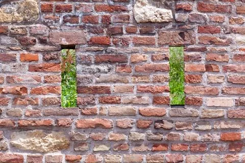 Brick and stone wall background Stock Photos