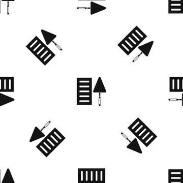Brick and trowel pattern seamless black Stock Illustration
