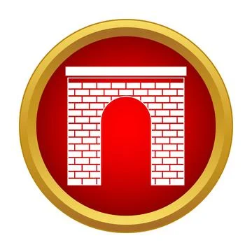 Brick arch gateway icon in a red circle Stock Illustration