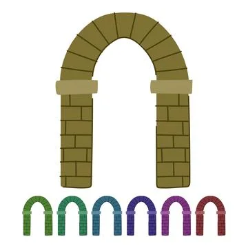 Brick archway structure forming a decorative entrance portal graphic Stock Illustration