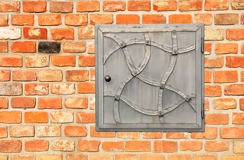 Brick background on the door Stock Photos
