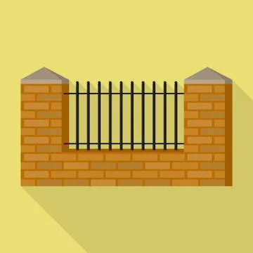 Brick barrier icon, flat style 库存插图