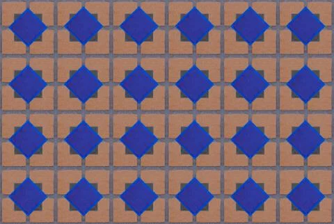 Brick base tile blue diamond center pattern endless geometric background, con イラスト素材