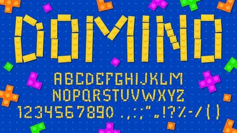 Brick block font, type. Kids typeface, abc script Illustrazione stock