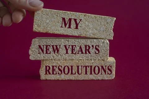 Brick blocks with the expression My New Year's Resolutions. Stock Photos