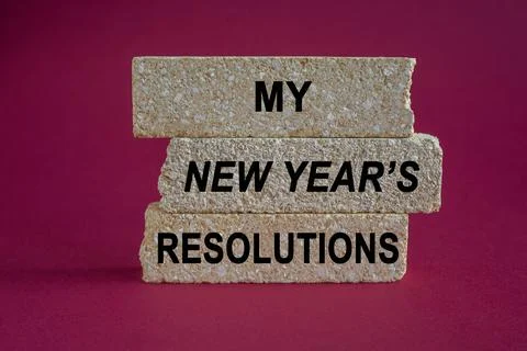 Brick blocks with the expression My New Year's Resolutions. Stock Photos