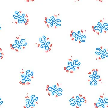 Brick blow head accident vector seamless pattern Stock Illustration