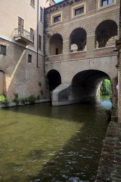 Brick bridge over a river Stock Photos