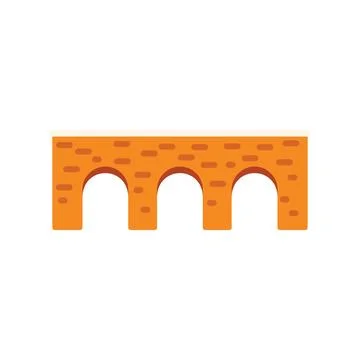Brick bridge standing over water in minimalist style Ilustração Stock