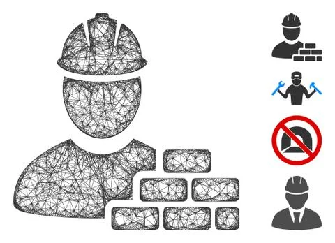 Brick Builder Web Vector Mesh Illustration Stock Illustration