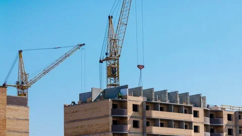 Brick building. builders Stock Footage 74759164
