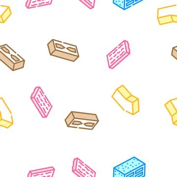 Brick For Building Construction Icons Set Vector Ilustración de archivo